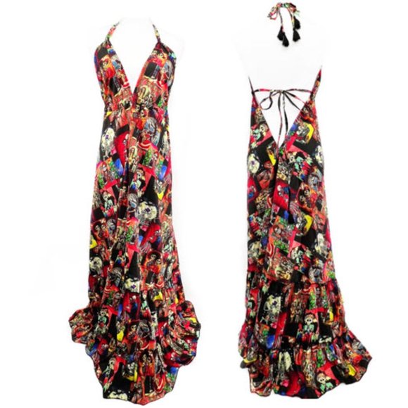 High Heels on the High Road Dresses & Skirts - Day of Dead Dias Muertos Skeleton Skull Multicolor Halloween Maxi Tank Dress S